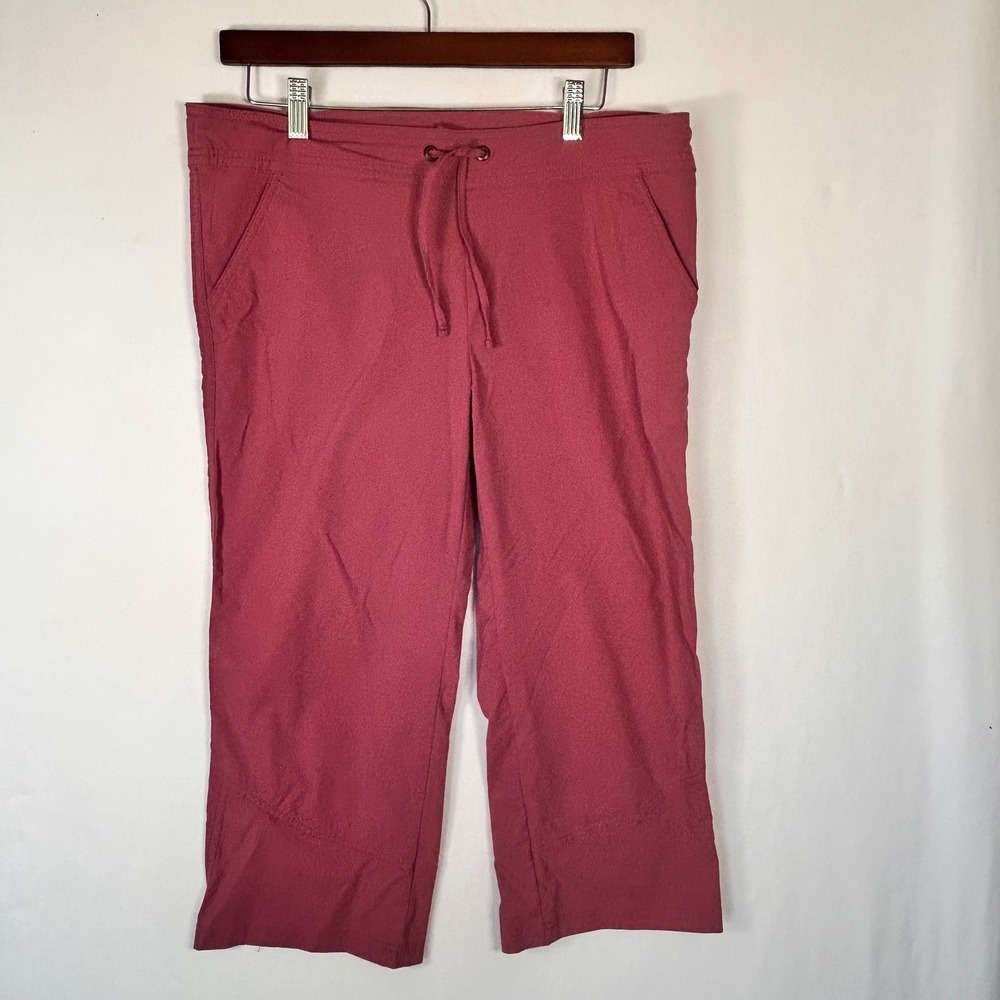 Prana Womens Halle Crop Pants Size M Pink Red Hiking Outdoor Capri Drawstring